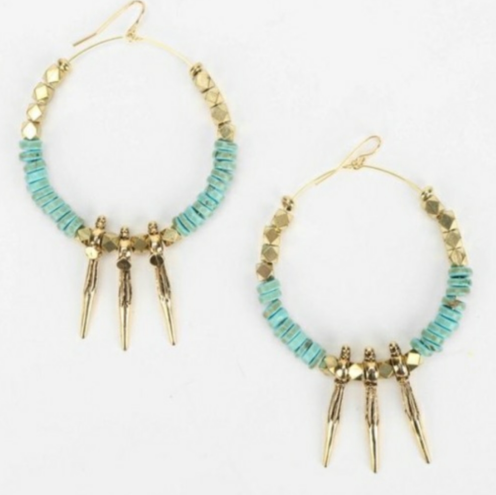Vanessa Mooney Turquoise Spike Hoop Earring